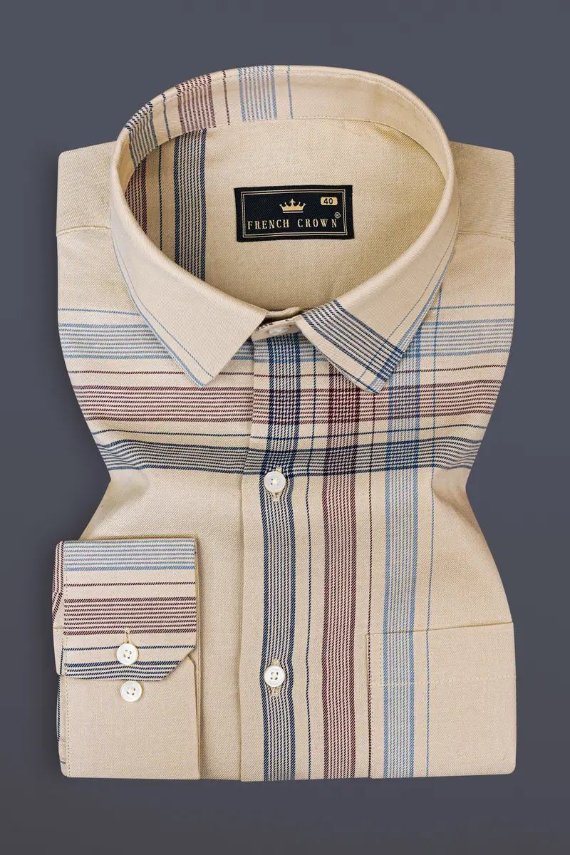 Akaroa Brown Plaid Twill Premium Cotton Shirt 4