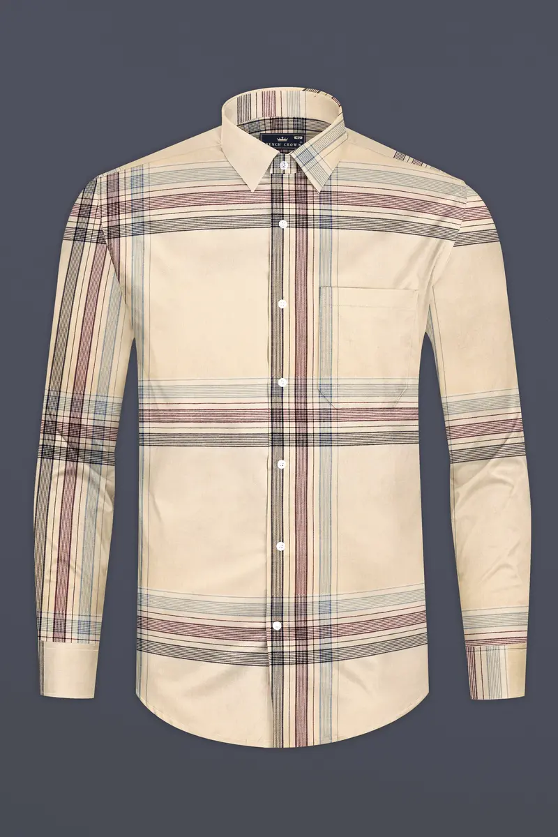 Akaroa Brown Plaid Twill Premium Cotton Shirt 5