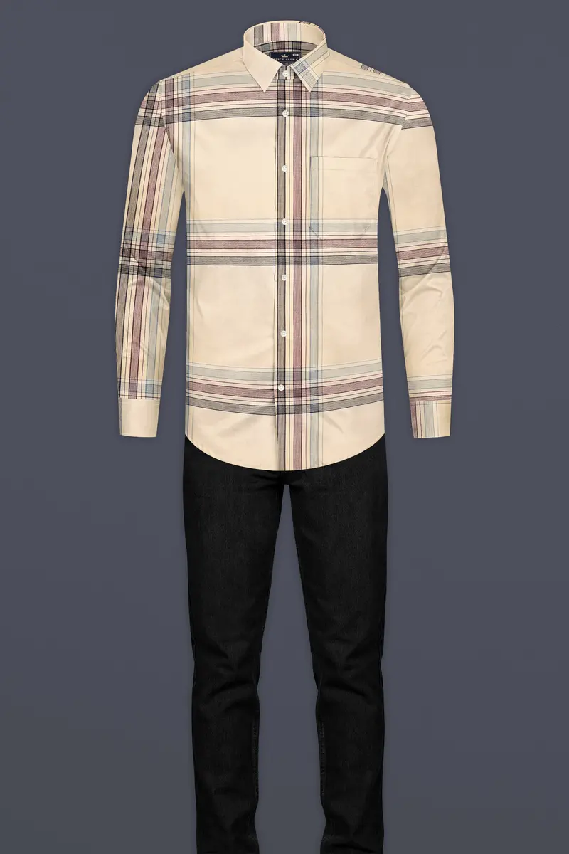 Akaroa Brown Plaid Twill Premium Cotton Shirt 7