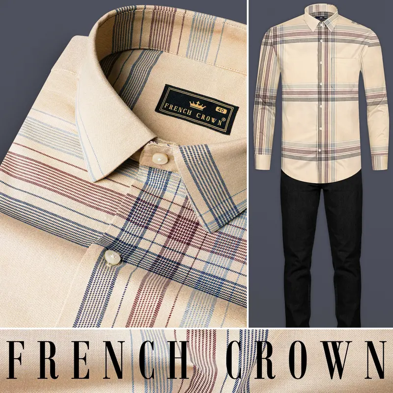 Akaroa Brown Plaid Twill Premium Cotton Shirt 8