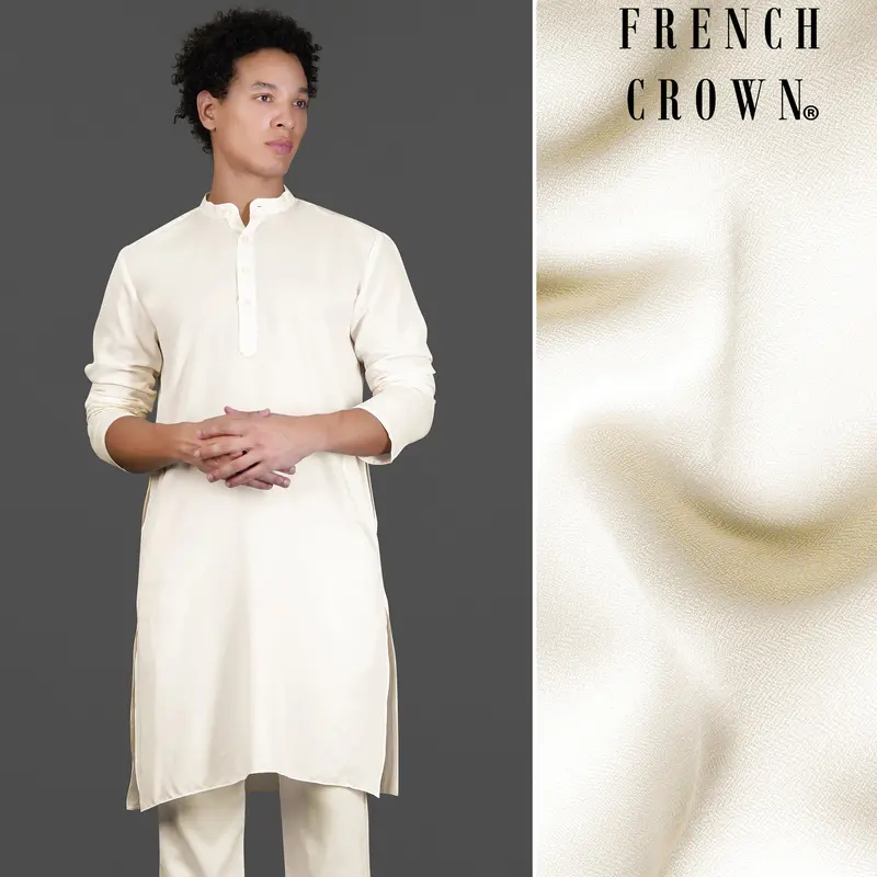 Albescent Cream Subtle Sheen Viscose Kurta 1