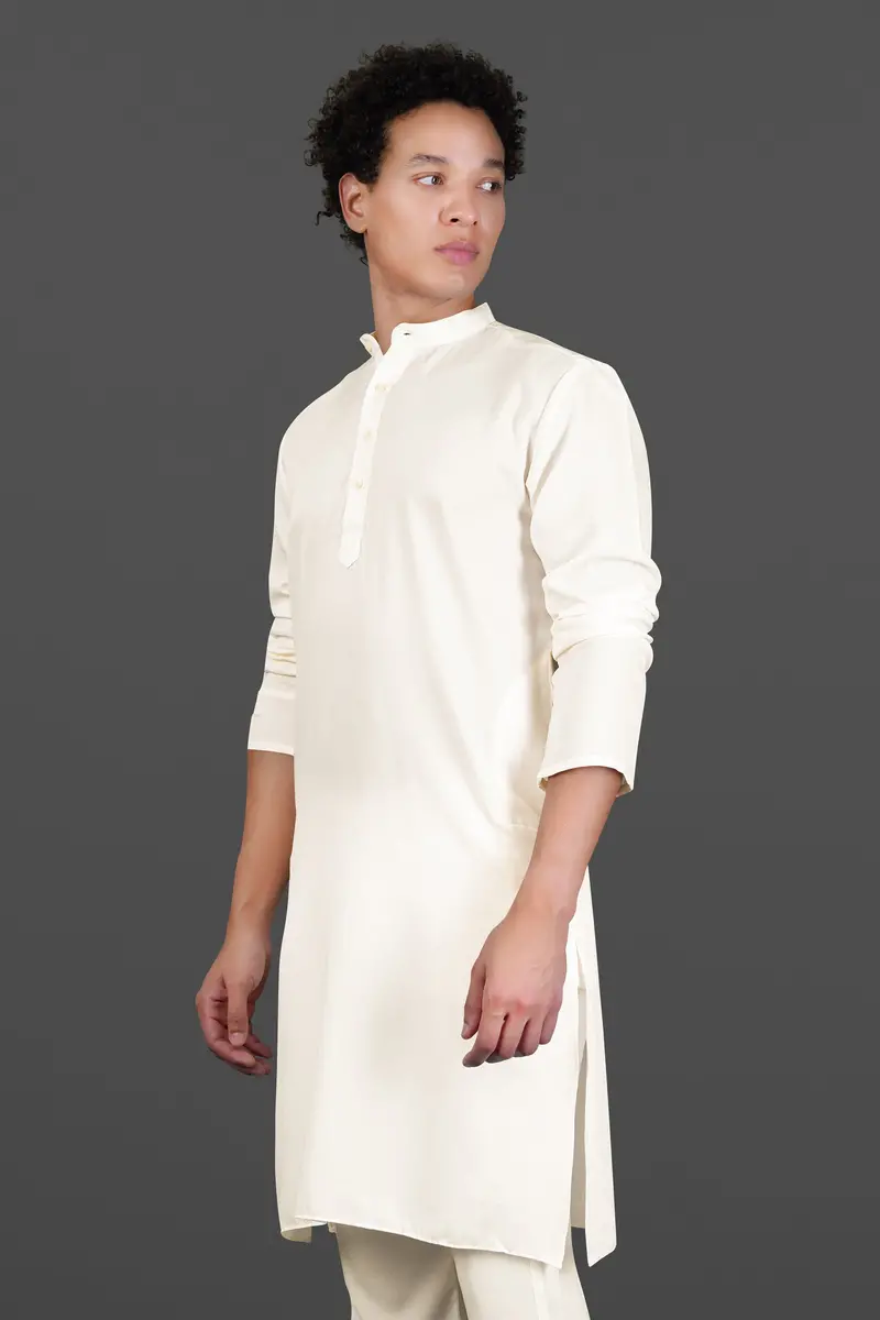 Albescent Cream Subtle Sheen Viscose Kurta Set 5