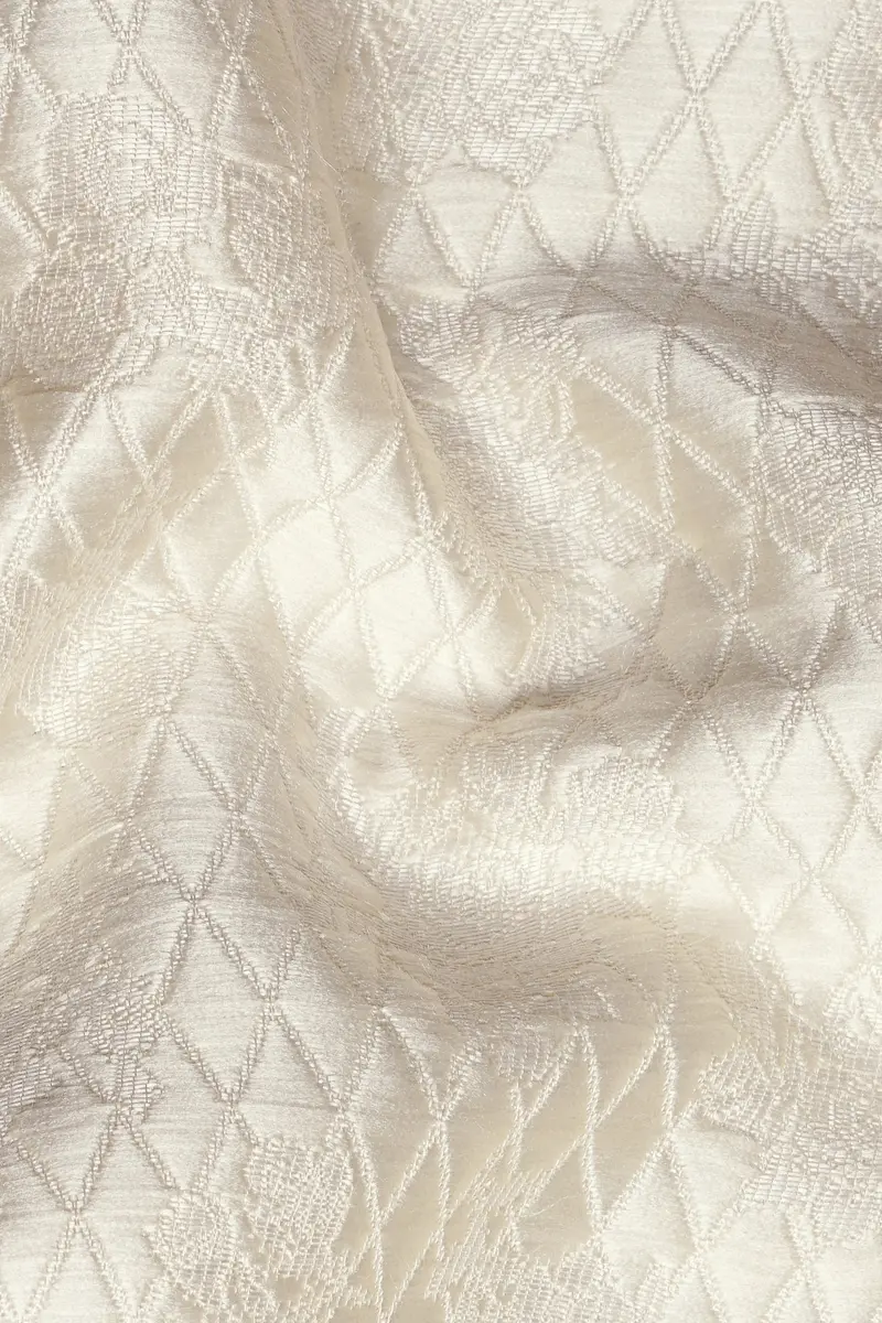 Albescent Cream Trellis Jacquard Textured Designer Nehru Jacket 3