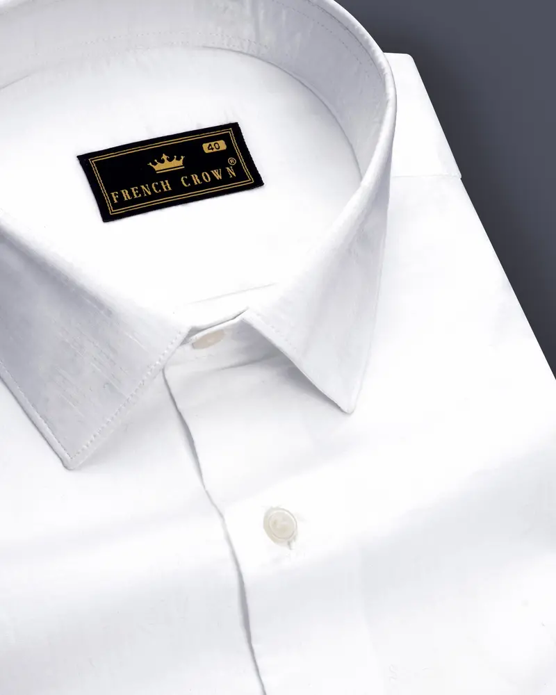 Albique-Bright White Jacquard Textured Premium Cotton Dress Shirt 1