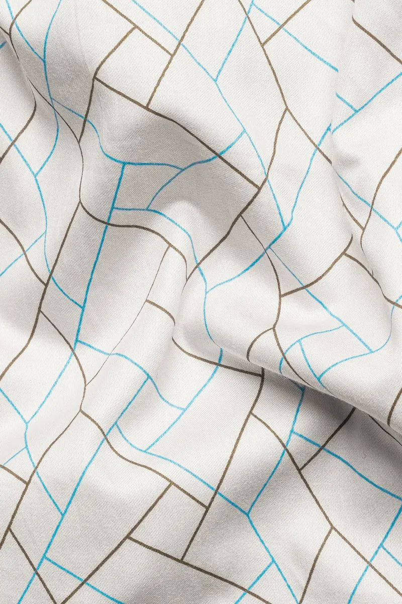 Alhambra Beige Multicolour Abstract Lines Printed Subtle Sheen Super Soft Premium Cotton Shirt 2