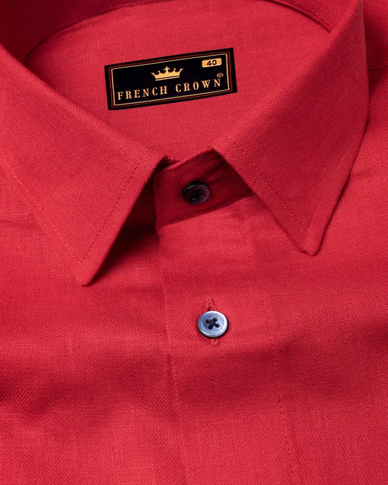 Alizarin Crimson Luxurious Linen Shirt 1
