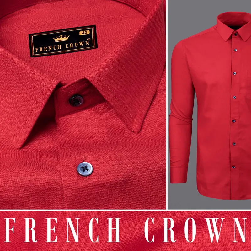 Alizarin Crimson Luxurious Linen Shirt 10