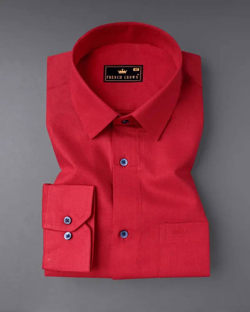 Alizarin Crimson Luxurious Linen Shirt 3