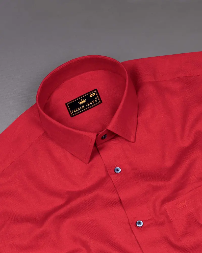 Alizarin Crimson Luxurious Linen Shirt 4
