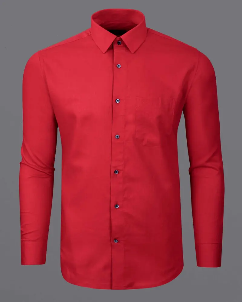 Alizarin Crimson Luxurious Linen Shirt 5