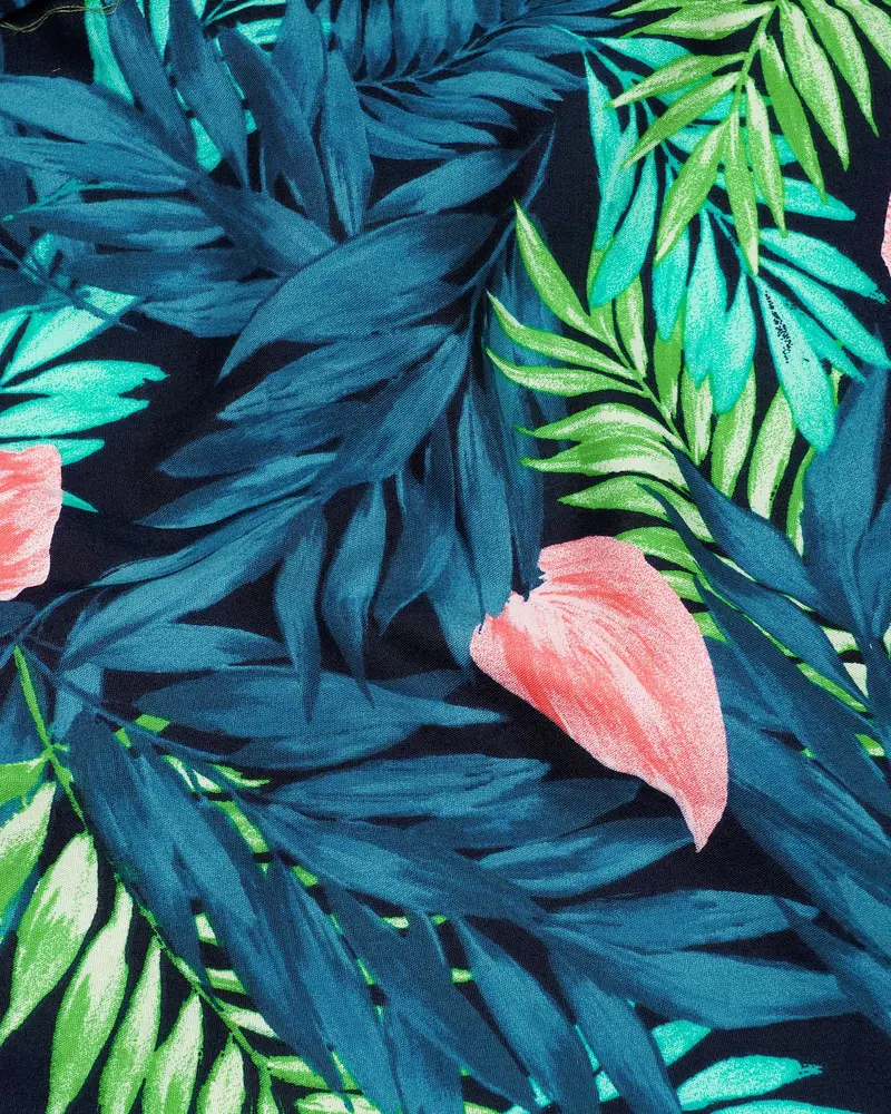 Allports Blue And Mantis Green Leaves Printed Premium Cotton Shirt 3