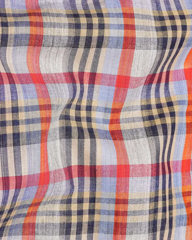 Almond Brown Plaid Dobby Textured Premium Giza Cotton Shirt 2