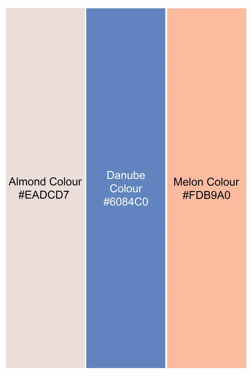 Almond Cream And Danube Blue Printed Subtle Sheen Super Soft Premium Cotton Shirt 5