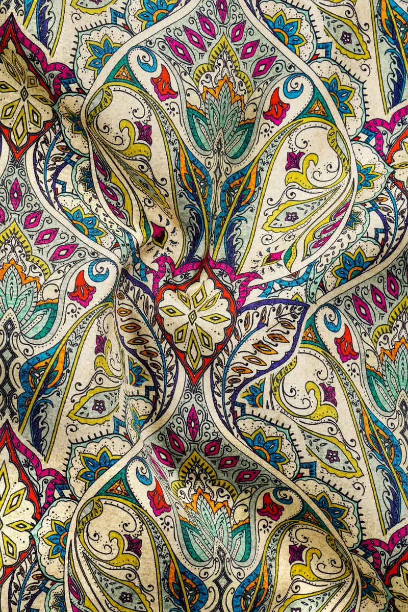 Almond Cream And Vivid Pink Multicolor Printed Super Soft Premium Cotton Shirt 2
