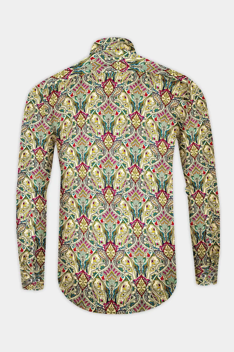 Almond Cream And Vivid Pink Multicolor Printed Super Soft Premium Cotton Shirt 5