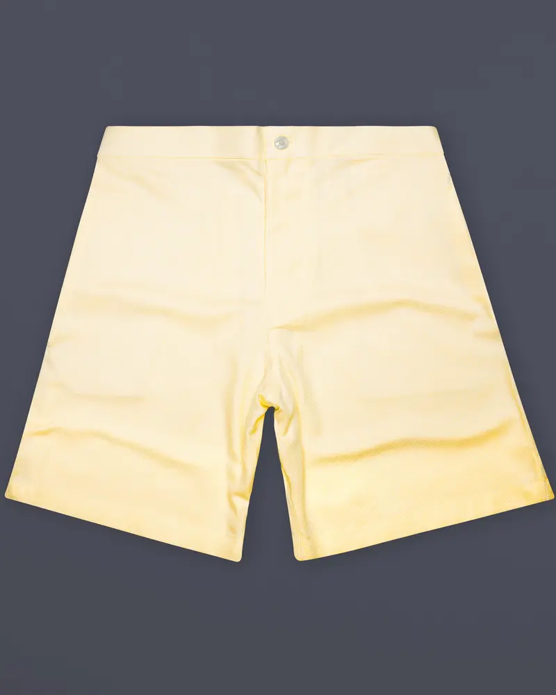Almond Cream Dobby Textured Premium Cotton Shorts 1