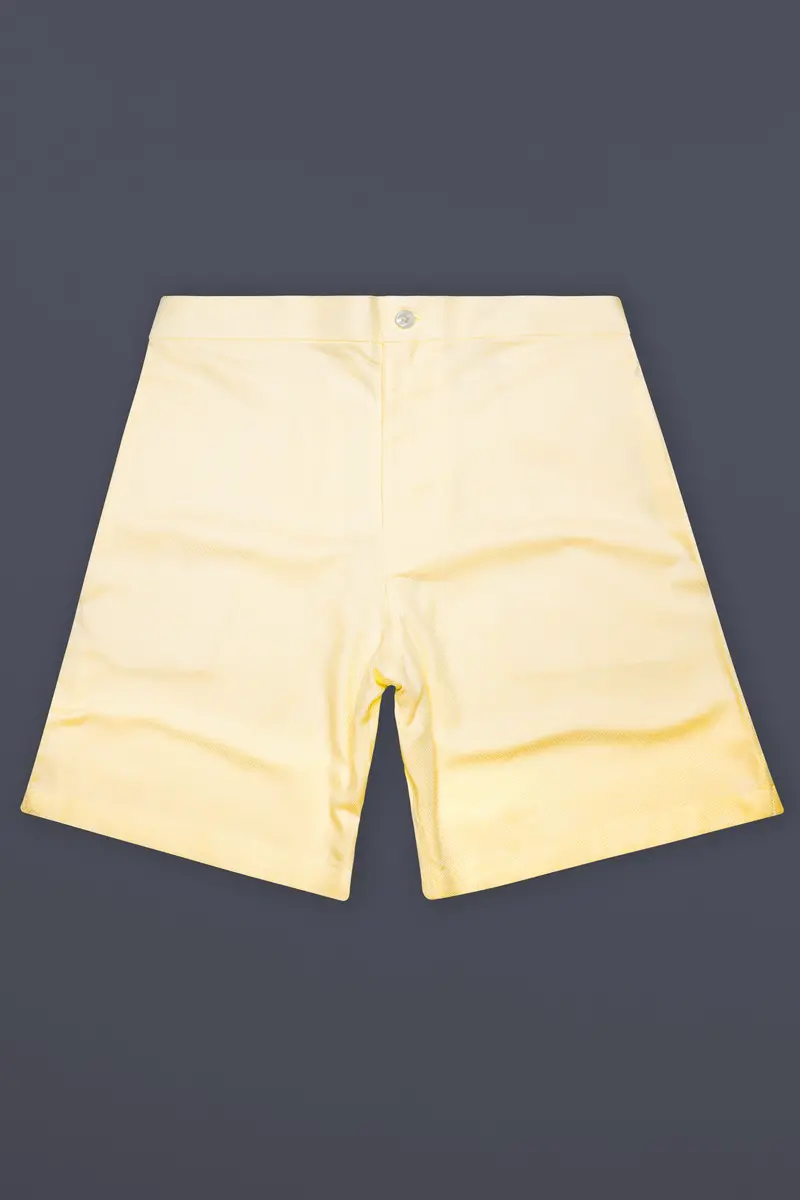 Almond Cream Dobby Textured Premium Cotton Shorts 2