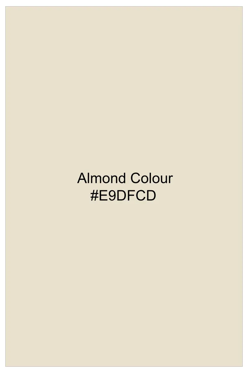 Almond Cream Dobby Textured Premium Cotton Shorts 8