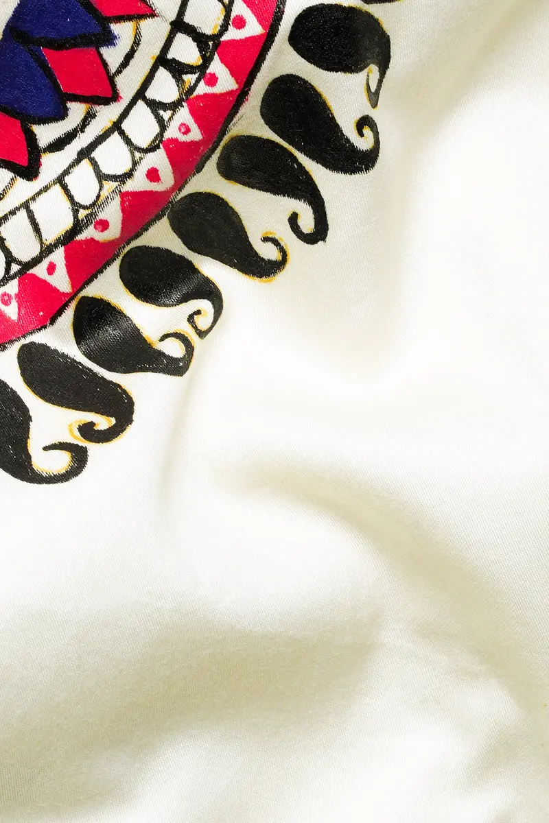 Almond Cream Mandala Art Printed Subtle Sheen Super Soft Premium Cotton Designer Shirt 3