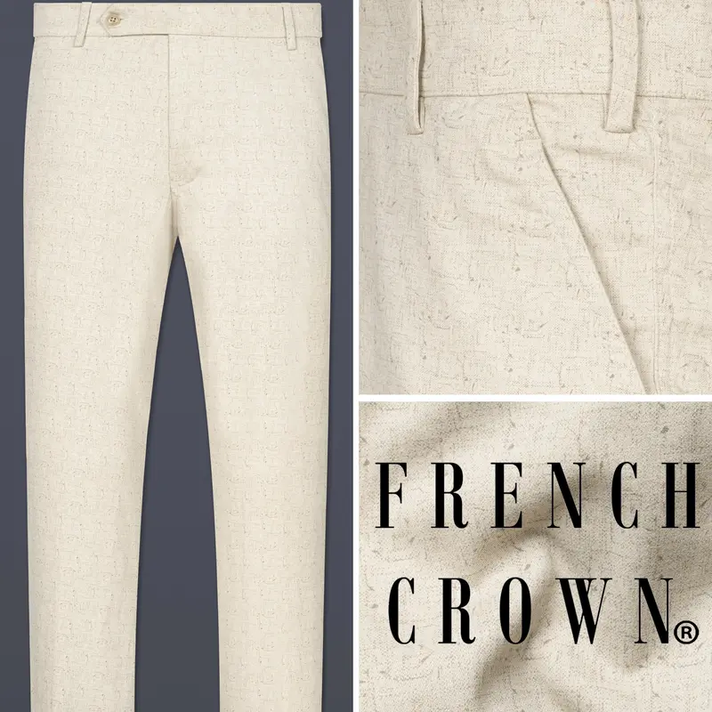 Almond Cream Textured Premium Cotton Chinos Pant 1