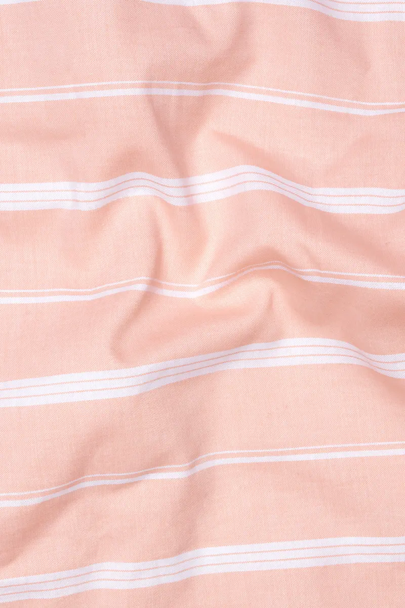 Almond Peach And White Striped Royal Oxford Shirt 2