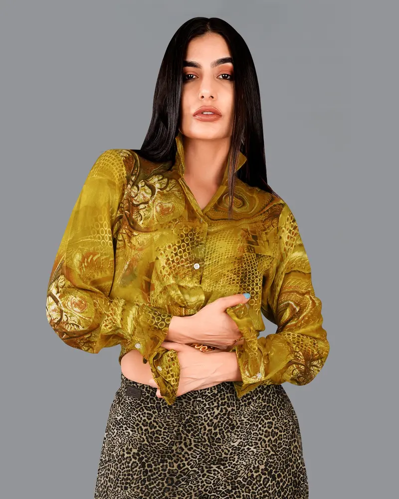 Alpine And Reno Brown Printed Premium Tencel Shirt 2