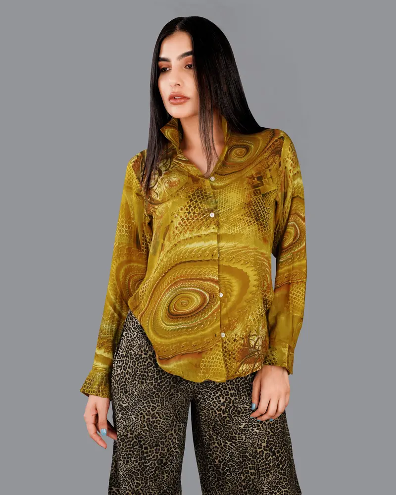 Alpine And Reno Brown Printed Premium Tencel Shirt 4