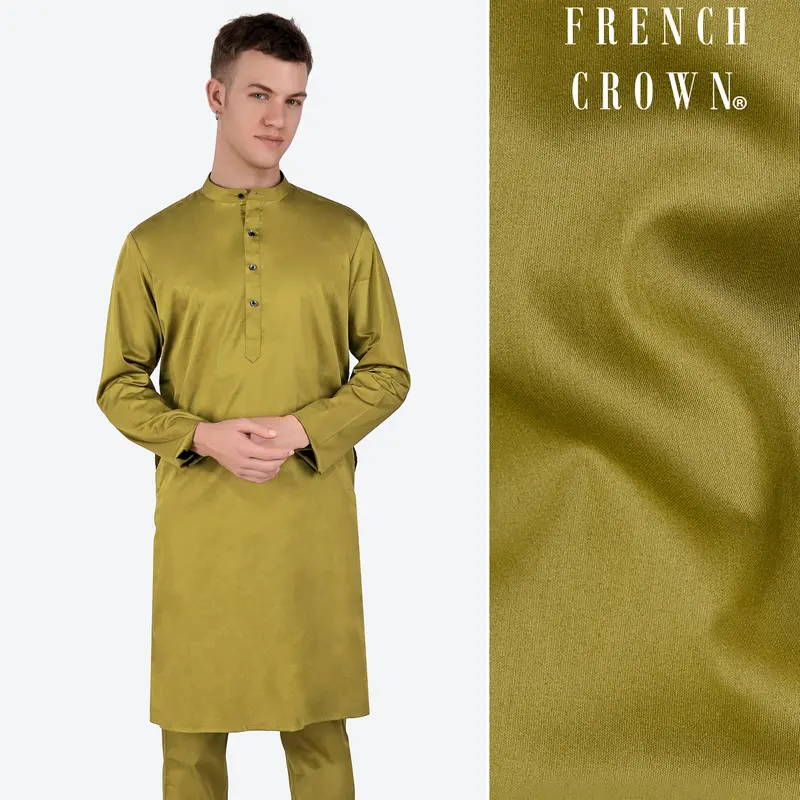 Alpine Green Subtle Sheen Super Soft Premium Cotton Kurta 1