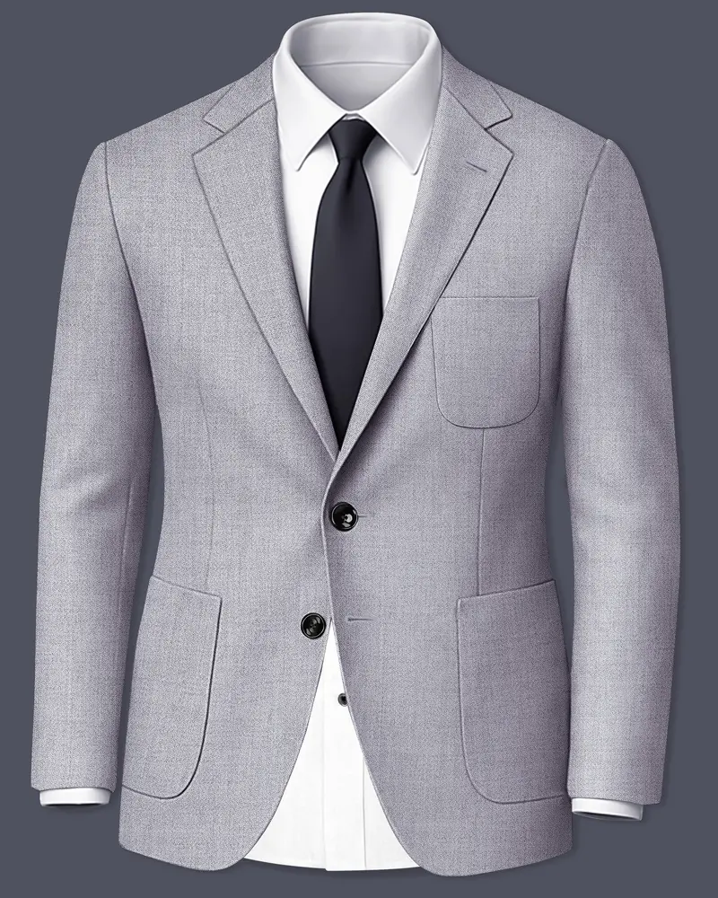 Alpine-Mountain Mist Gray Textured Tweed Single Breasted Sports Blazer 1