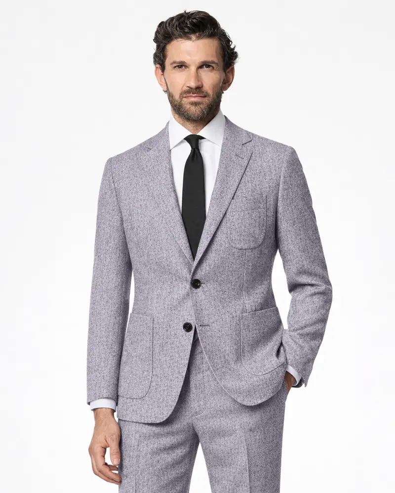 Alpine-Mountain Mist Gray Textured Tweed Single Breasted Sports Suit 1