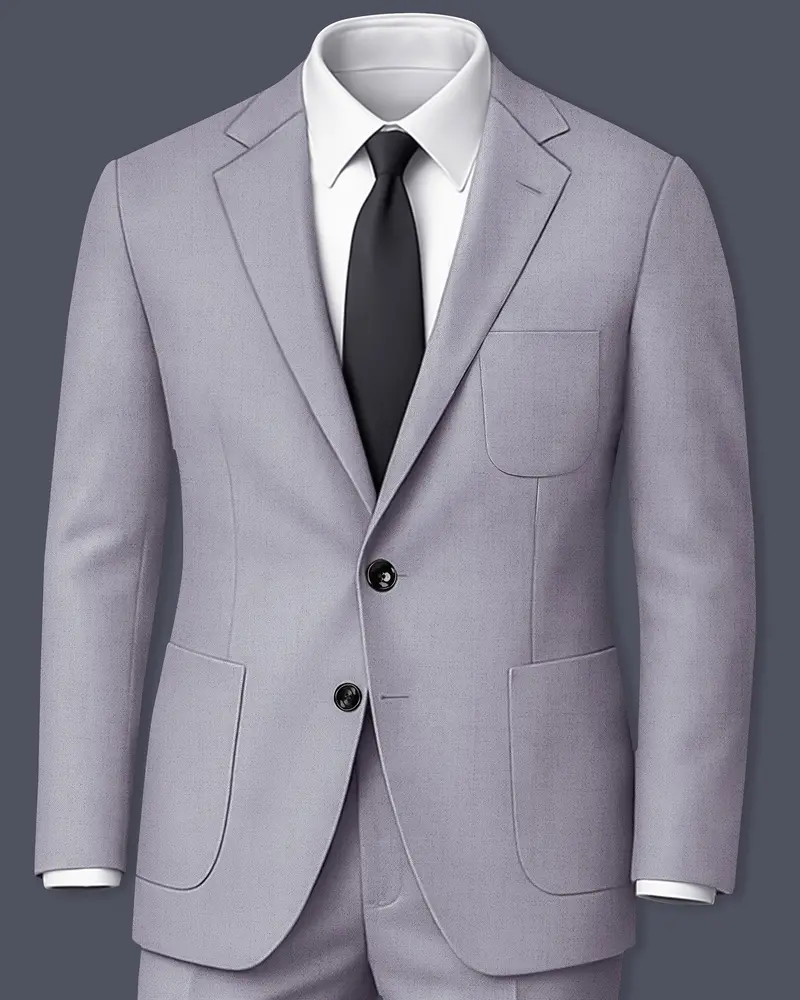 Alpine-Mountain Mist Gray Textured Tweed Single Breasted Sports Suit 1
