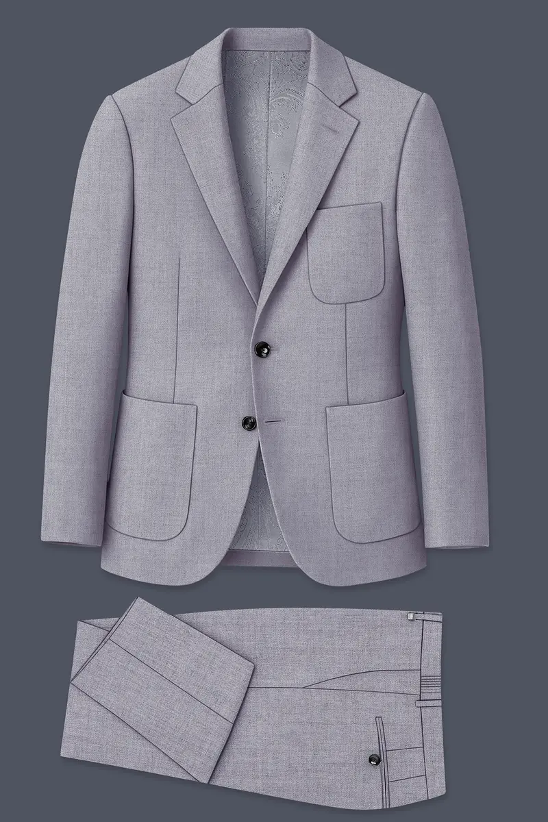 Alpine-Mountain Mist Gray Textured Tweed Single Breasted Sports Suit 11