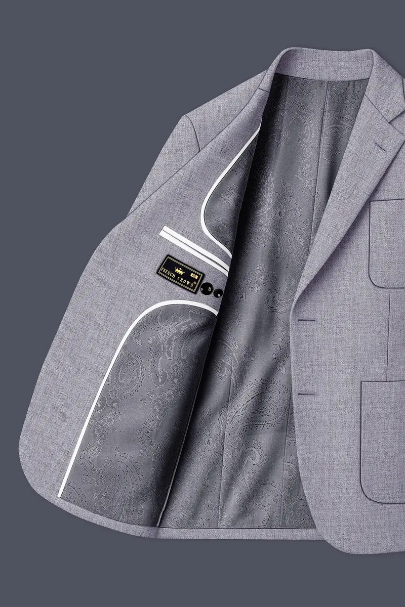 Alpine-Mountain Mist Gray Textured Tweed Single Breasted Sports Suit 6