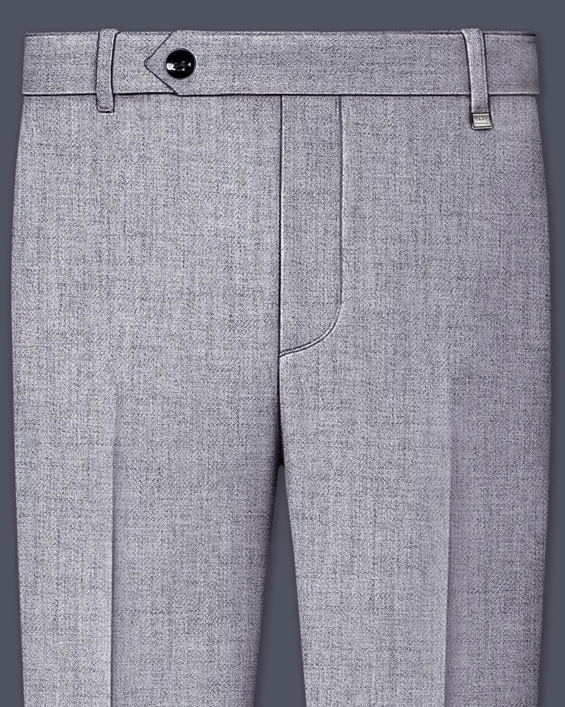 Alpine-Mountain Mist Gray Textured Tweed Stretchable Waistband Pant 1