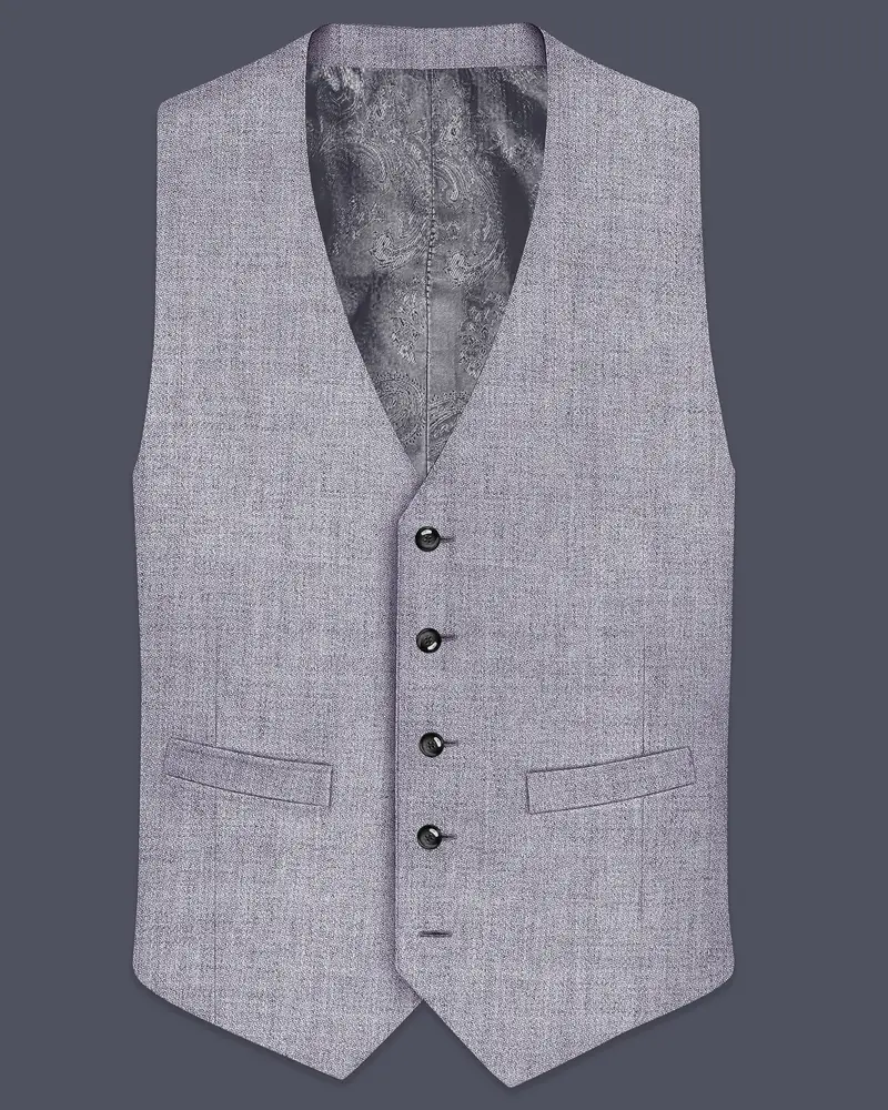 Alpine-Mountain Mist Gray Textured Tweed Waistcoat 1