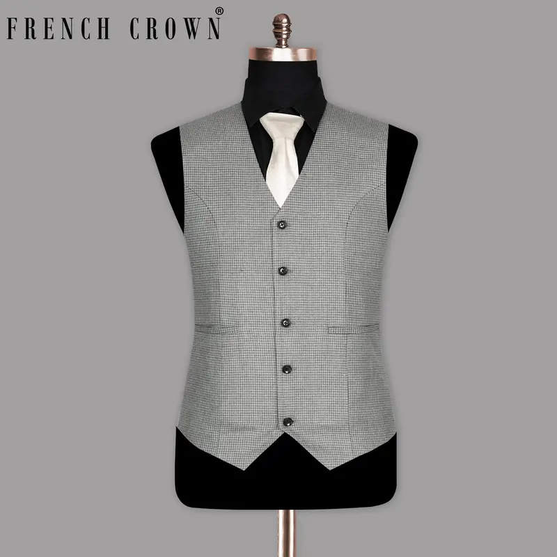Aluminum Grey Houndstooth Sport Waistcoat 1