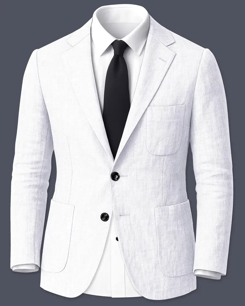 Alvesso-Bright White Luxurious Linen Single Breasted Stretchable Traveler Blazer 1