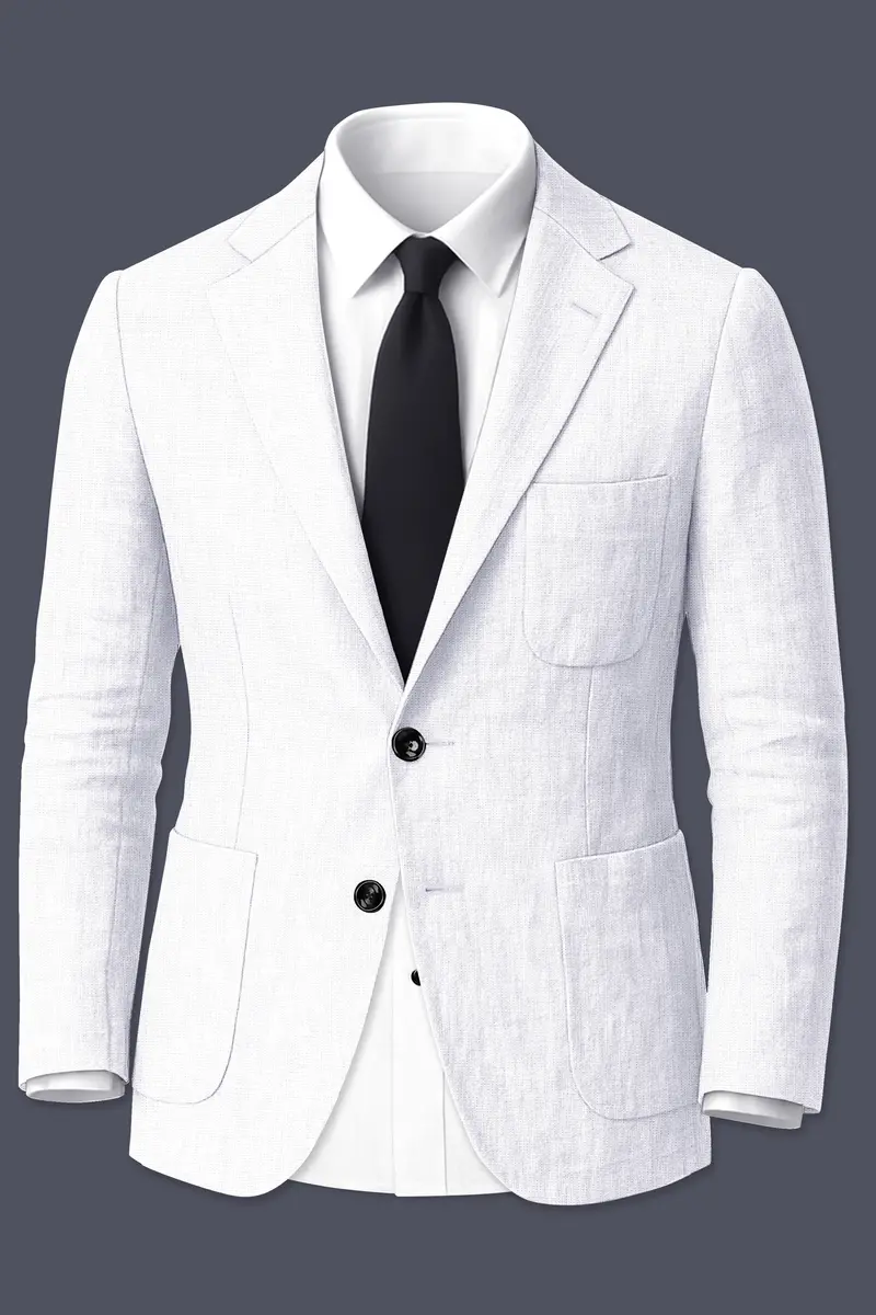 Alvesso-Bright White Luxurious Linen Single Breasted Stretchable Traveler Blazer 2