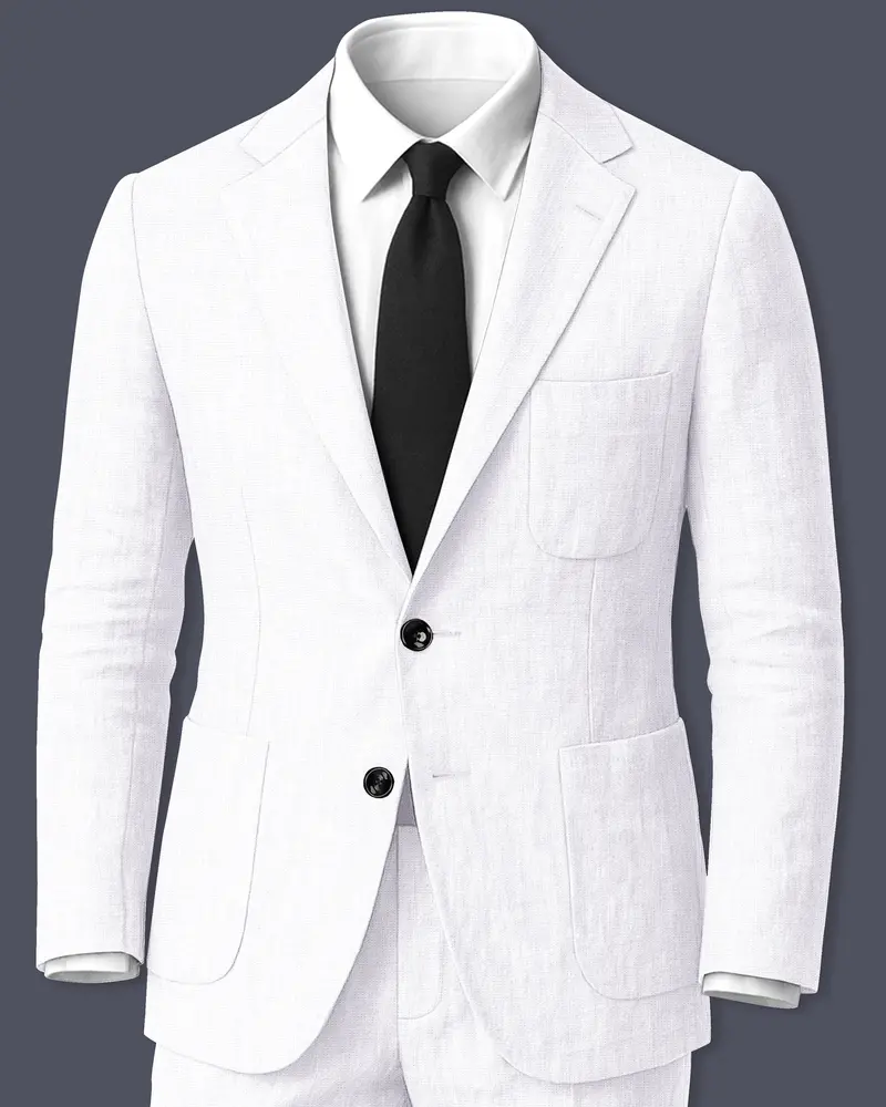 Alvesso-Bright White Luxurious Linen Single Breasted Stretchable Traveler Suit 1