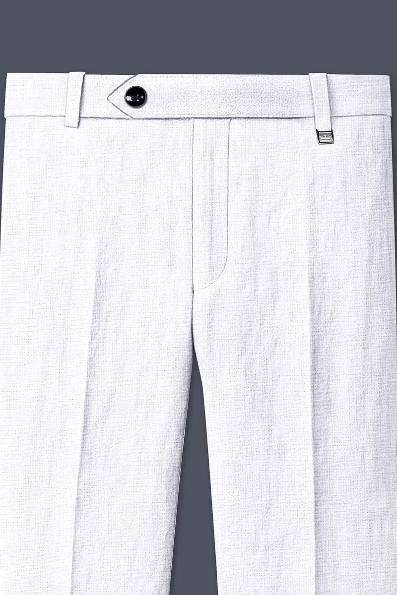Alvesso-Bright White Luxurious Linen Stretchable Waistband Pant 4