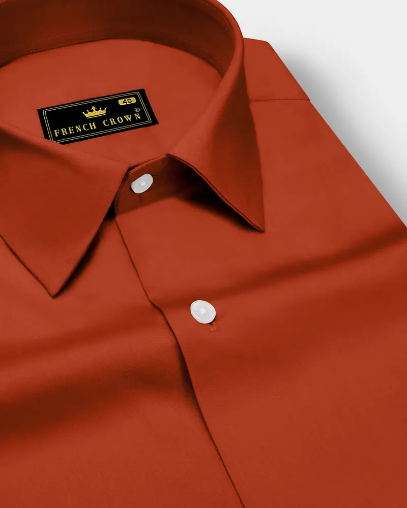 Amberon-Cognac Orange Subtle Sheen Super Soft Premium Cotton Dress Shirt 1