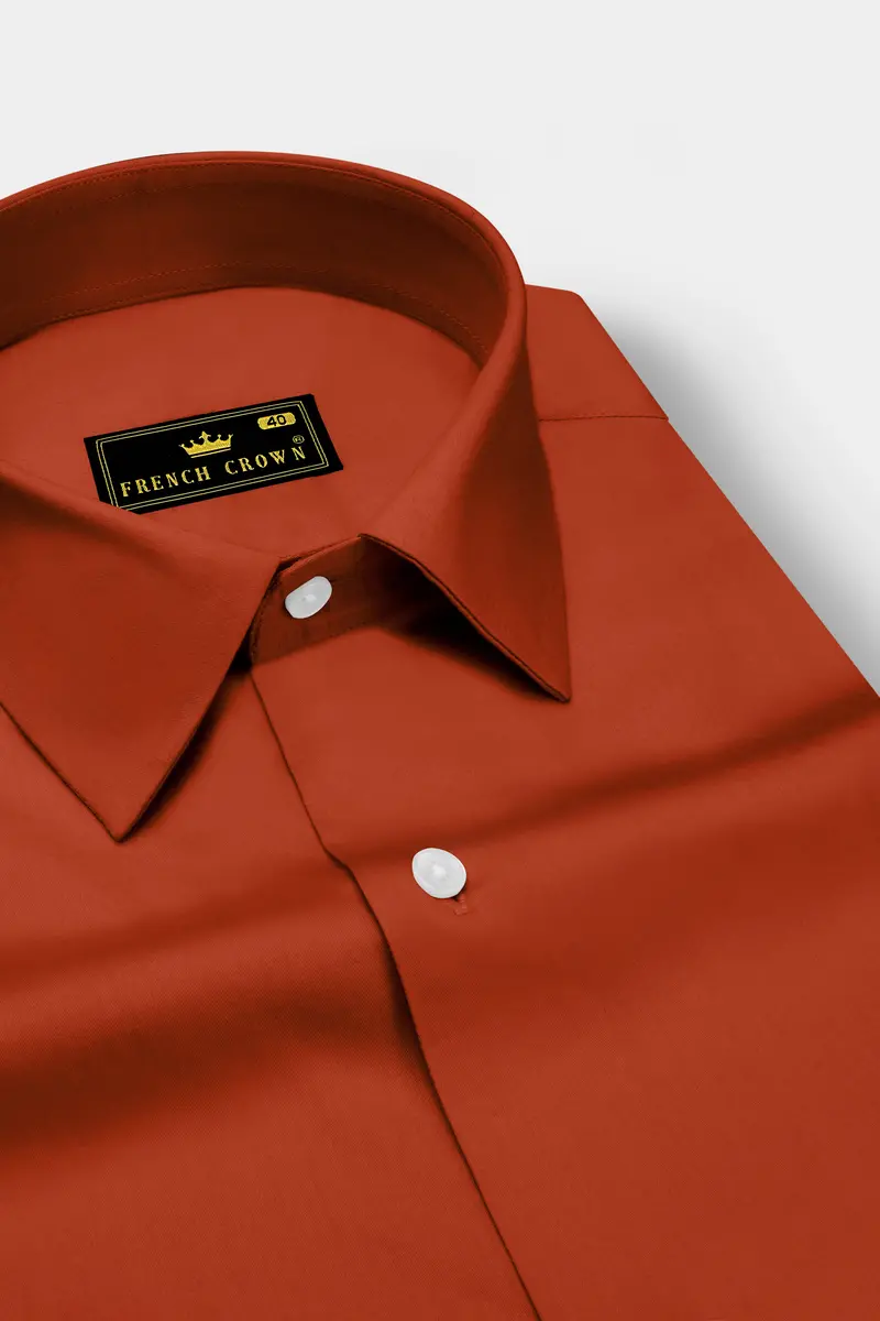 Amberon-Cognac Orange Subtle Sheen Super Soft Premium Cotton Dress Shirt 2
