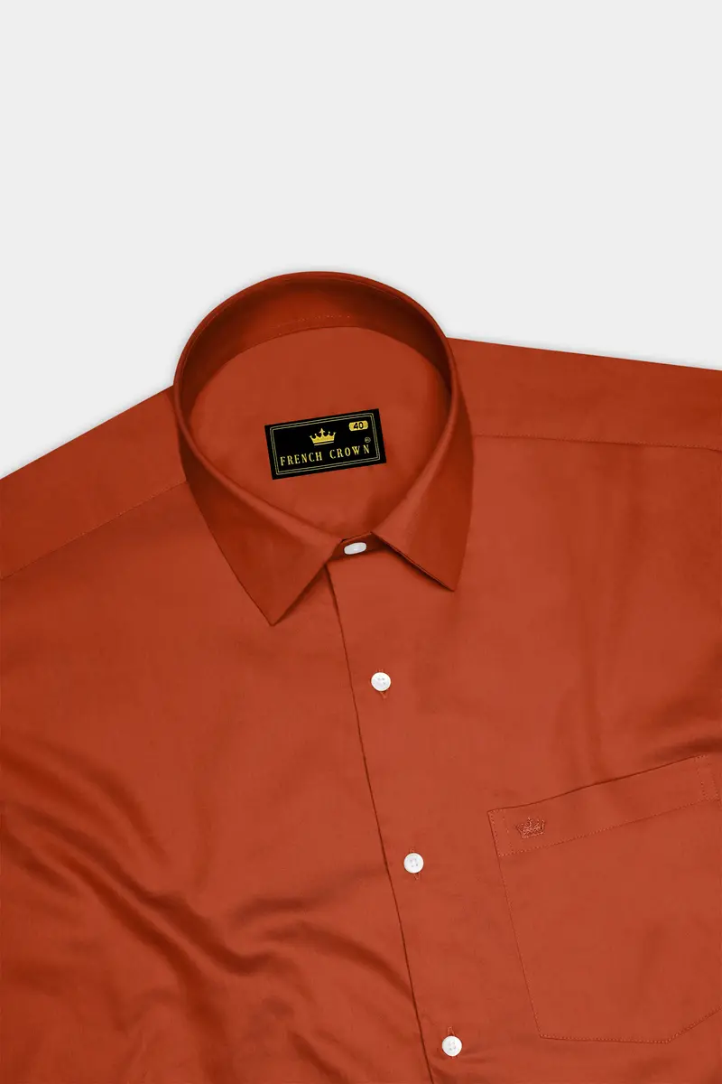 Amberon-Cognac Orange Subtle Sheen Super Soft Premium Cotton Dress Shirt 5