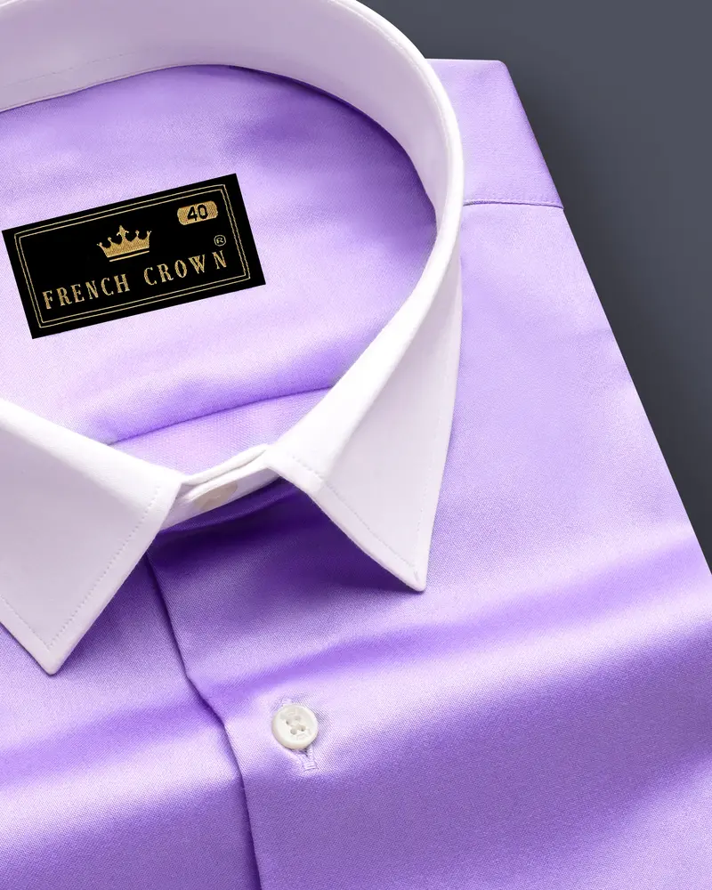 Amethyst Hue-Wisteria Purple Solid Subtle Sheen Super Soft Premium Cotton Dress Shirt 4