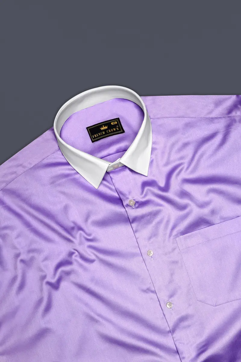 Amethyst Hue-Wisteria Purple Solid Subtle Sheen Super Soft Premium Cotton Dress Shirt 5