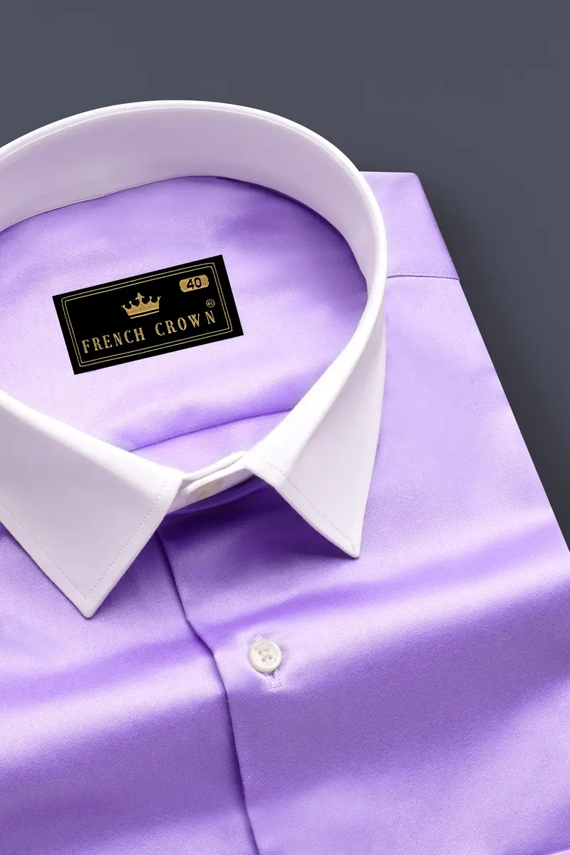 Amethyst Hue-Wisteria Purple Solid Subtle Sheen Super Soft Premium Cotton Dress Shirt 6