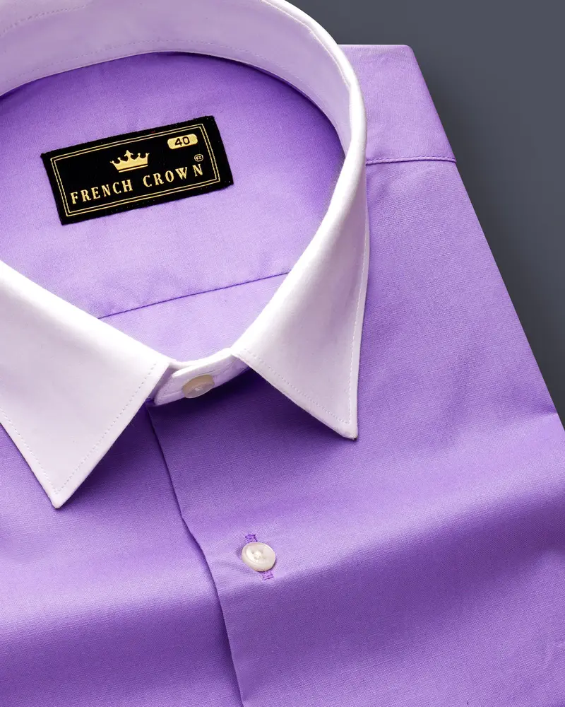 Amethyst-Rich Lilac Purple Solid Subtle Sheen Super Soft Premium Cotton Dress Shirt 4