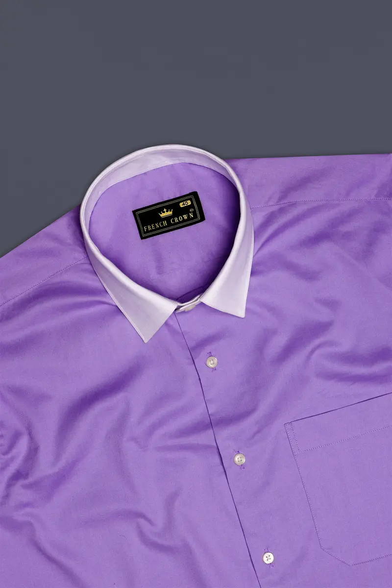 Amethyst-Rich Lilac Purple Solid Subtle Sheen Super Soft Premium Cotton Dress Shirt 5