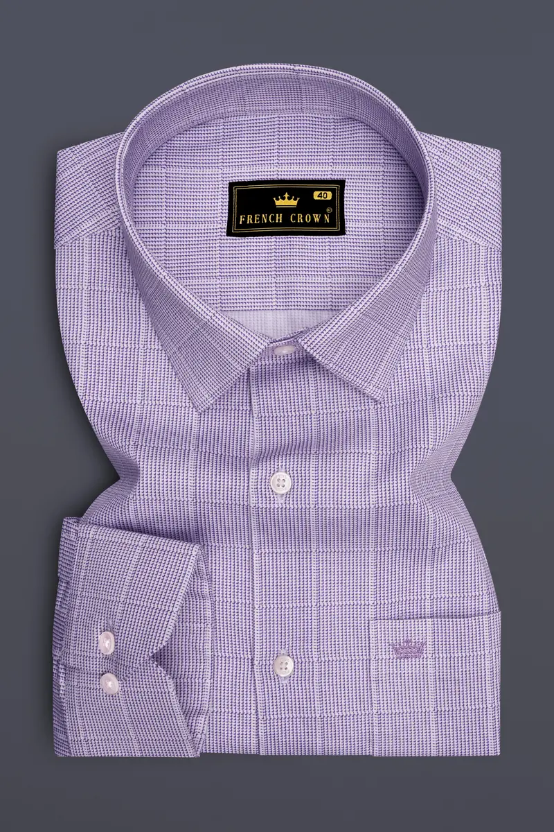 Amethyst-Scampi Purple Plaid Subtle Sheen Super Soft Premium Cotton Dress Shirt 4