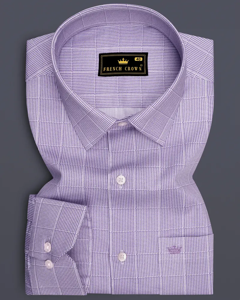 Amethyst-Scampi Purple Plaid Subtle Sheen Super Soft Premium Cotton Dress Shirt 6